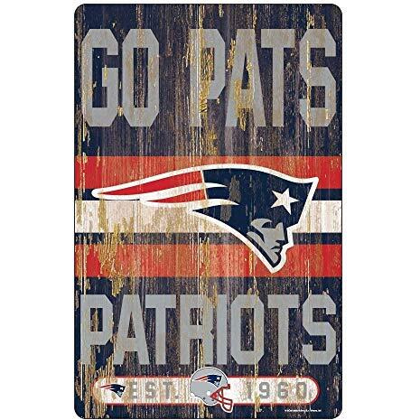 New England Patriots Sign 11x17 Wood Slogan Design