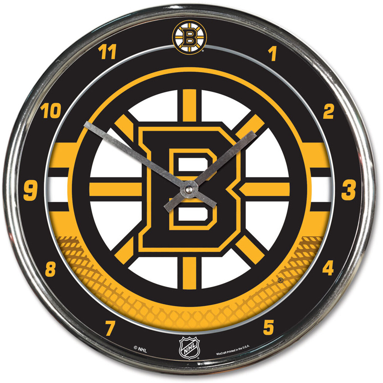 Boston Bruins Round Chrome Wall Clock