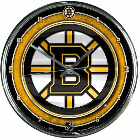 Boston Bruins Round Chrome Wall Clock