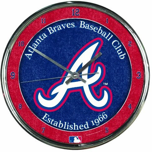 Atlanta Braves Clock Round Wall Style Chrome