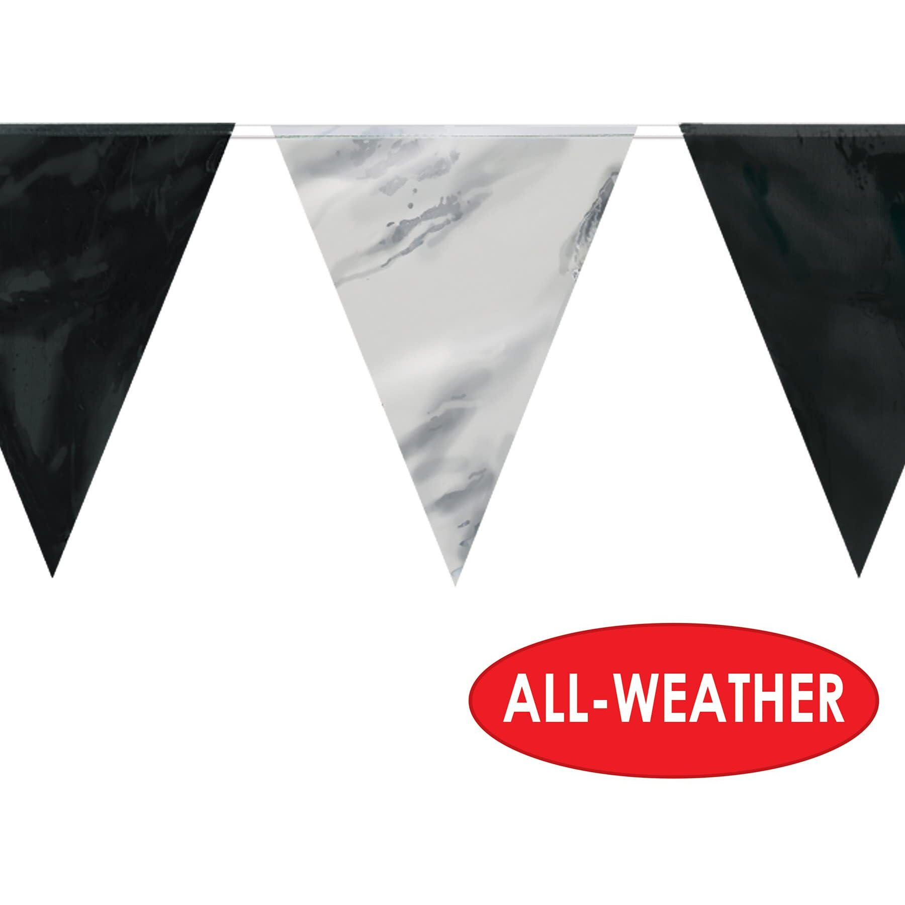 Black & Silver Pennant Banner