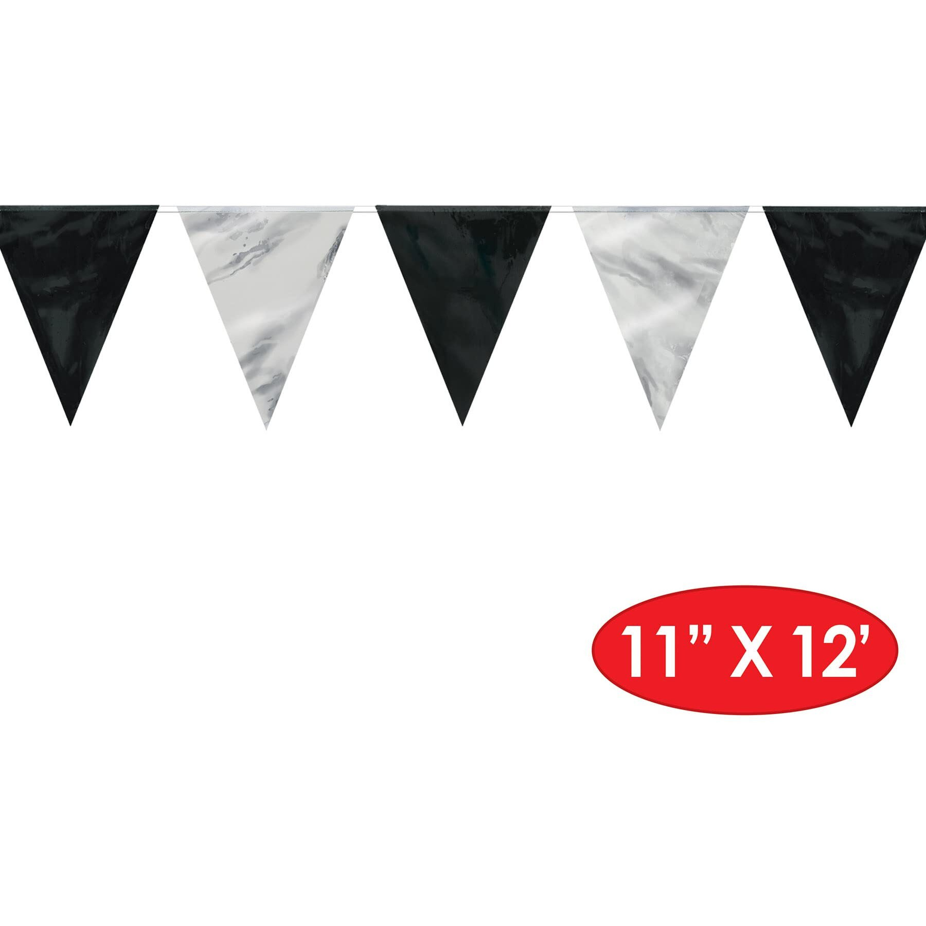 Black & Silver Pennant Banner