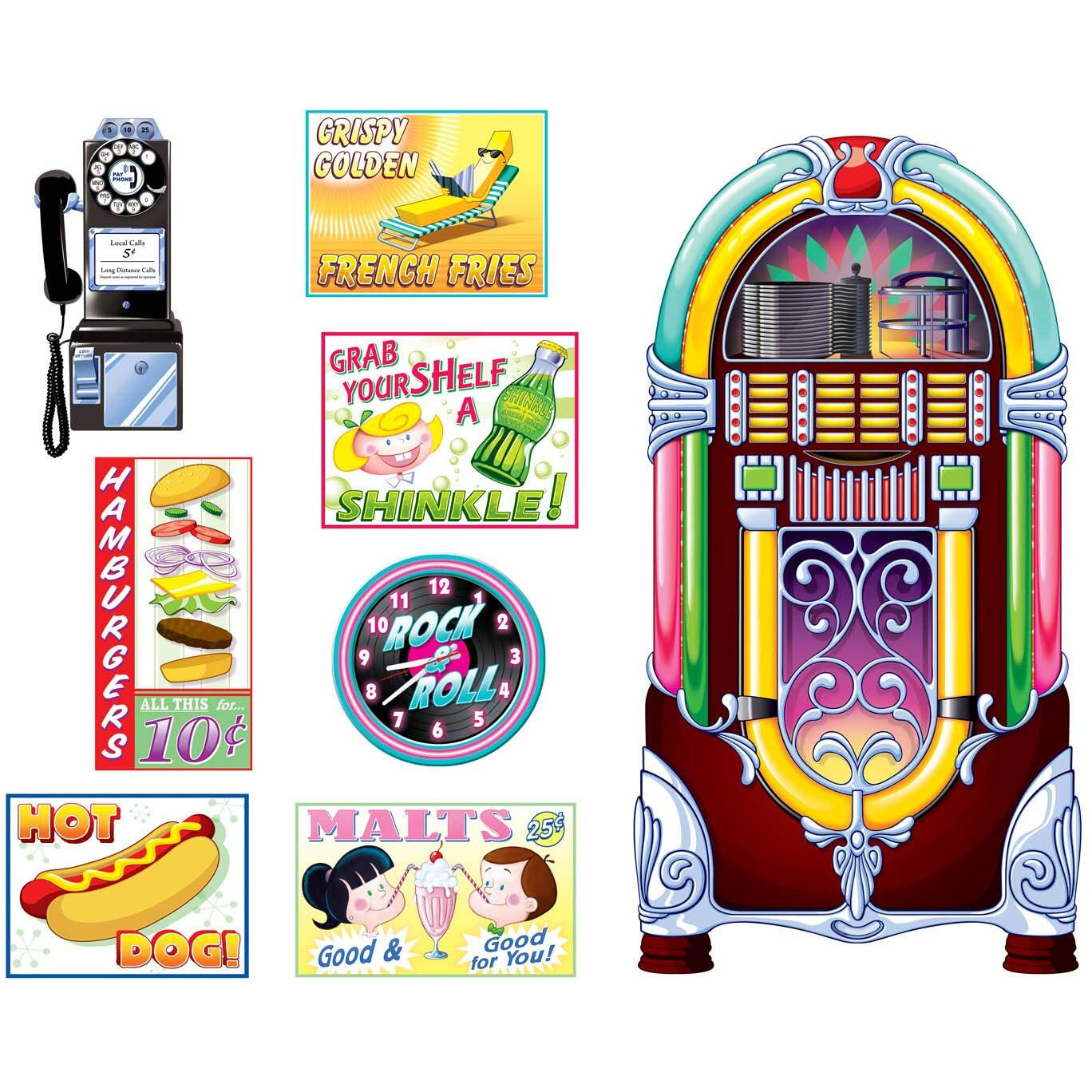 Soda Shop Signs & Jukebox Props