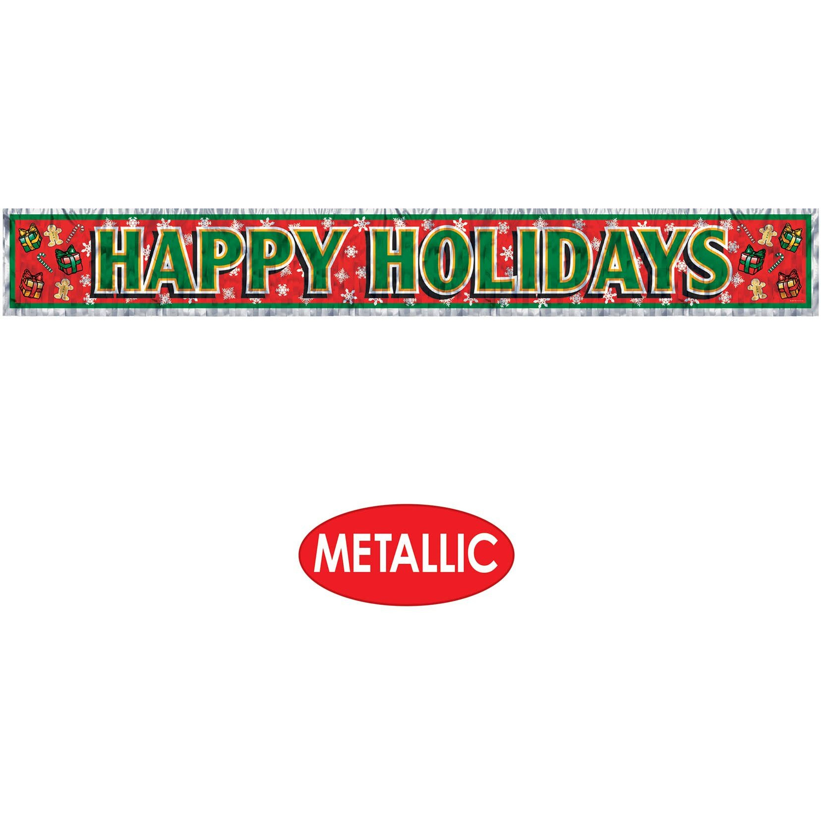 Metallic Happy Holidays Fringe Banner