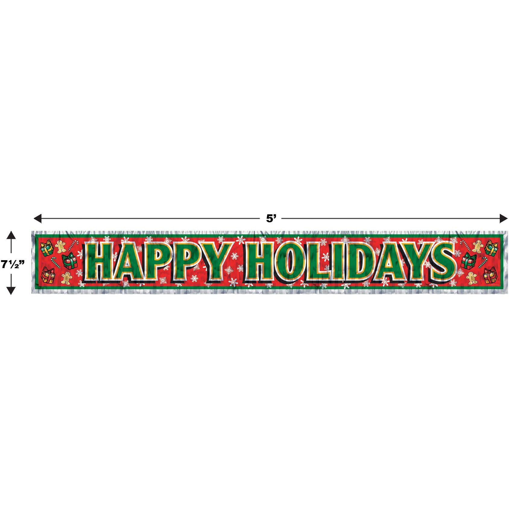 Metallic Happy Holidays Fringe Banner