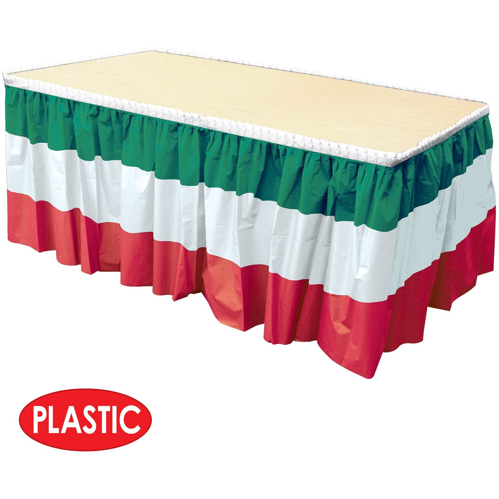 Red, White & Green Table Skirting