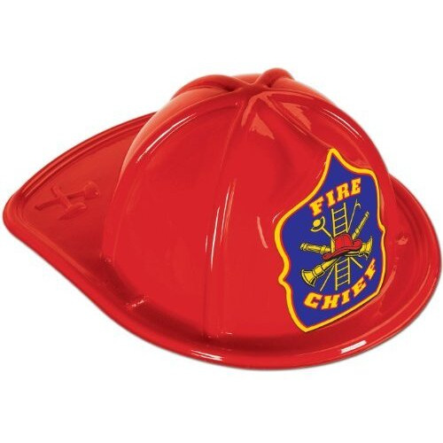 Red Plastic Fire Chief Hat