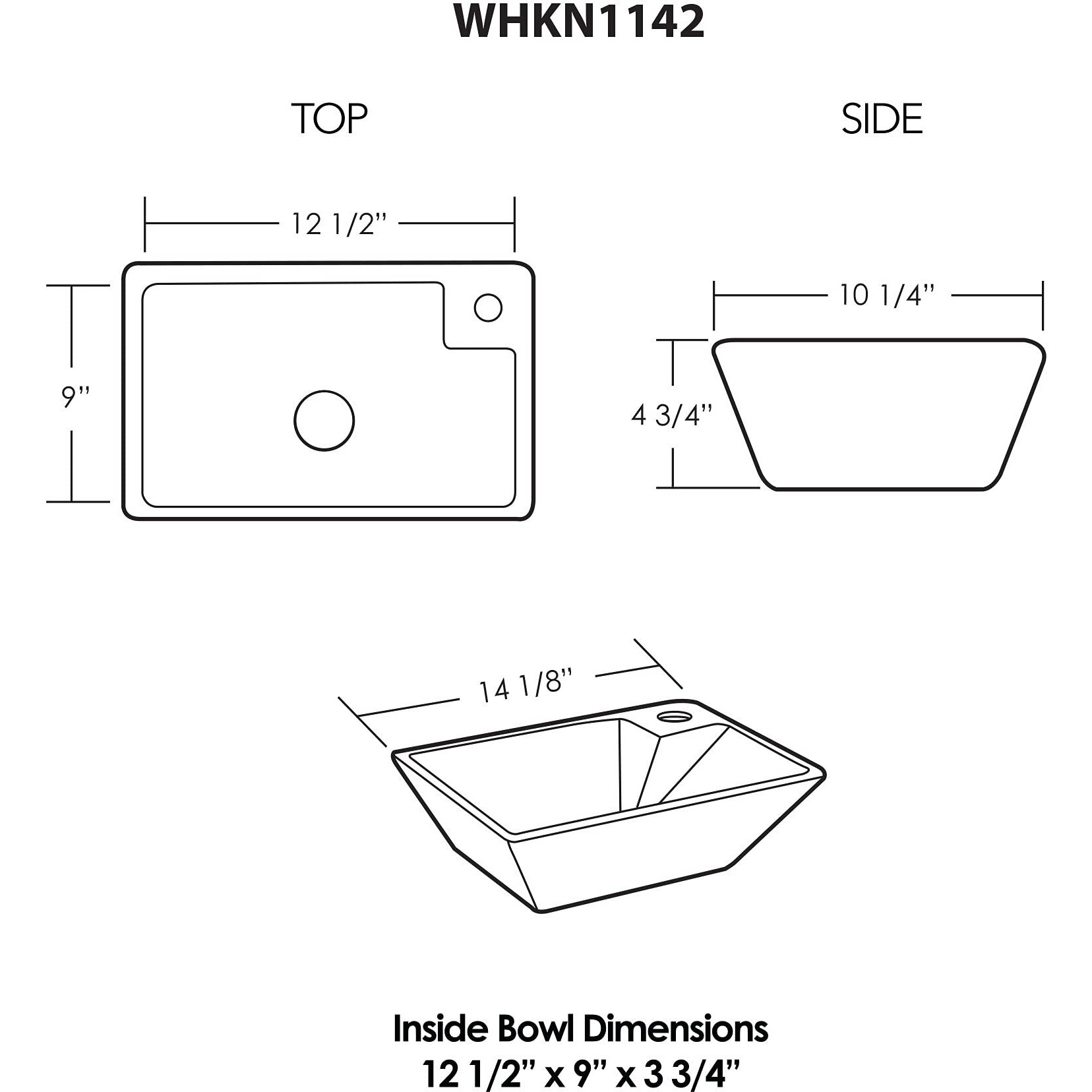 Isabella Collection Rectangular Wall Mount Basin with a Right Offset Single Faucet Hole