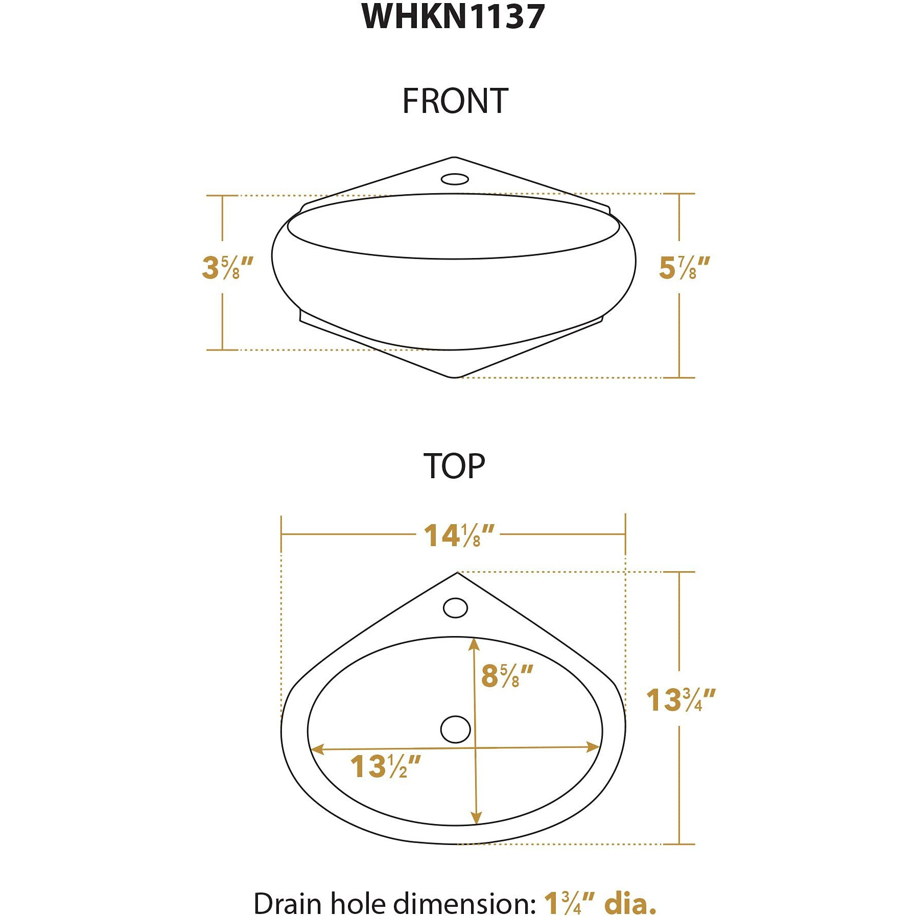 Isabella Collection Oval Corner Wall Mount Basin with Center Drain