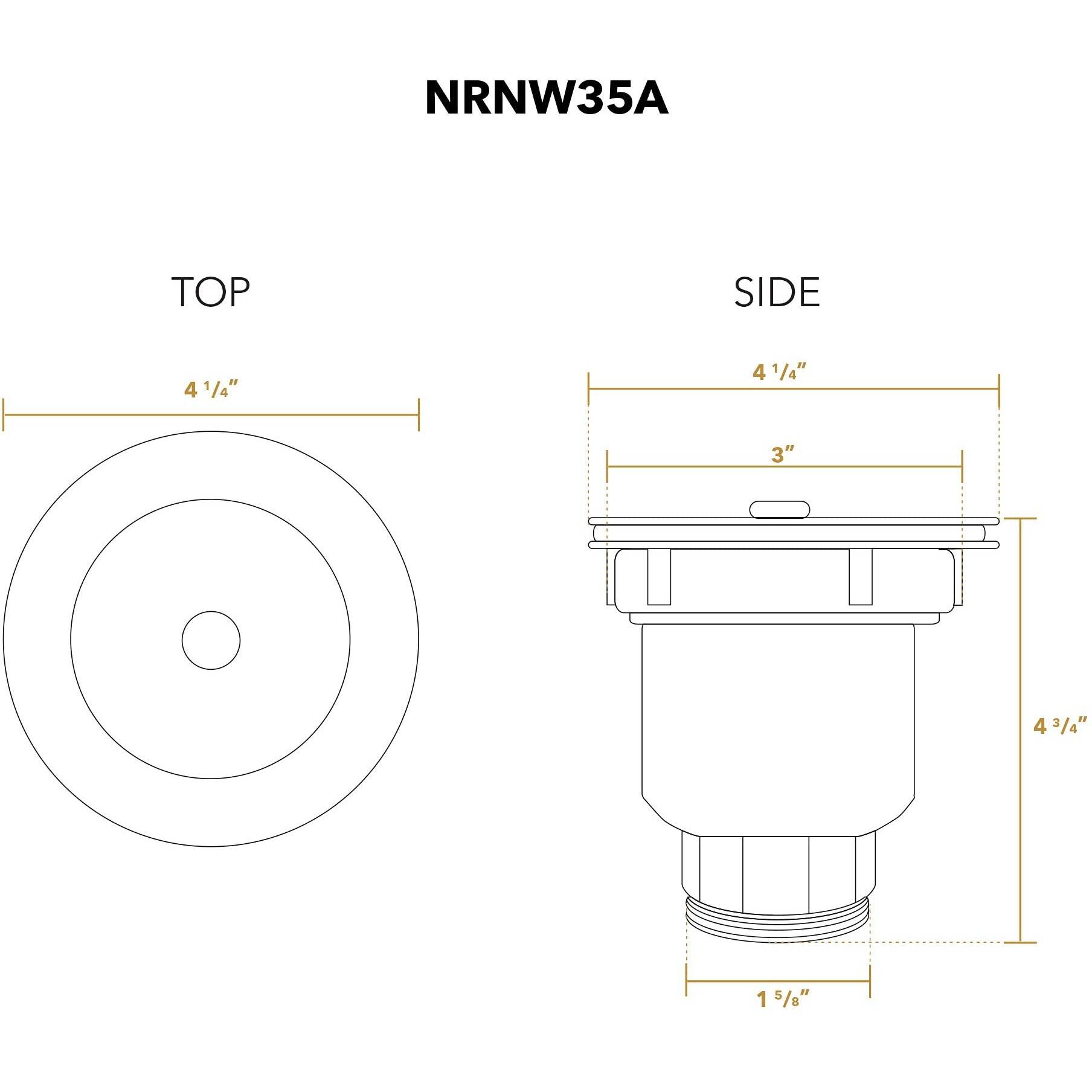 3 1/2" Basket strainer with deep removable basket