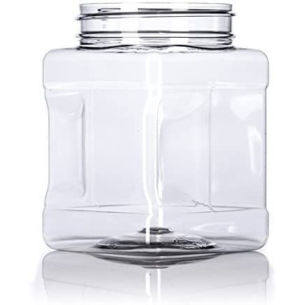 Clear Food Grade PET Plastic Square Grip Storage Jar w/Cap - 32 Fluid Ounces - 6-Jar Pack (3-4 Cup Storage Capacity) by Pride Of India 32 oz(D0102HPITPA.)