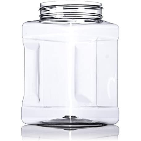 Clear Food Grade PET Plastic Square Grip Storage Jar w/Cap - 48 Fluid Ounces - 6-Jar Pack (4-5 Cup Storage Capacity) by Pride Of India 48 oz(D0102HPITPW.)