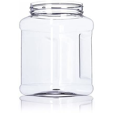 Clear Food Grade PET Plastic Square Grip Storage Jar w/Cap - 64 Fluid Ounces - 6-Jar Pack (7-8 Cup Storage Capacity) by Pride Of India 64 oz(D0102HPITPV.)