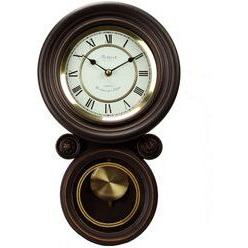 Bedford Clock Collection 16.5 Inch Contemporary Round Wall Clock with Pendulum(D0102H7T6GU.)