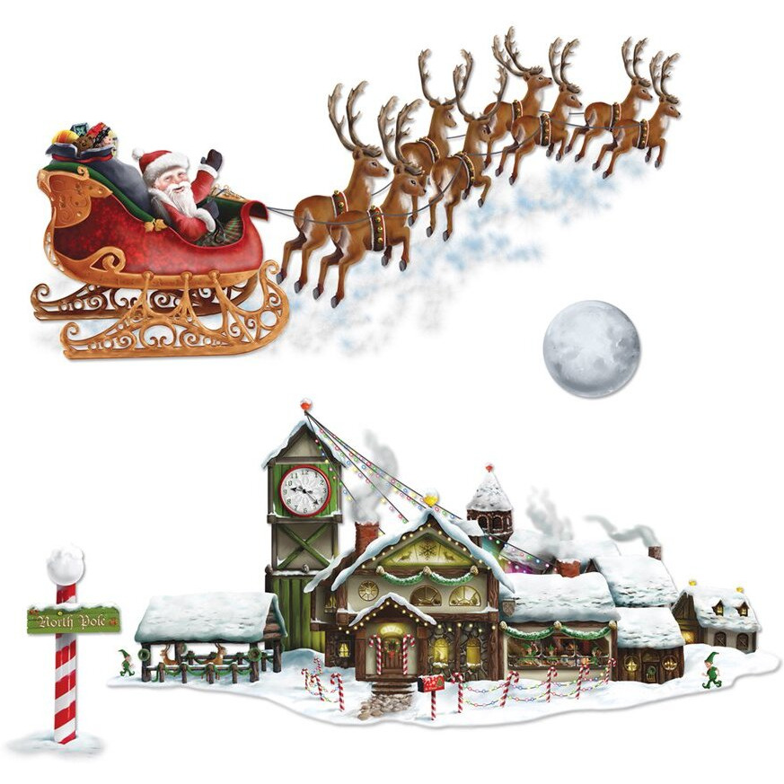 Beistle - 20204 - Santas Sleigh And Workshop Props- Pack of 12