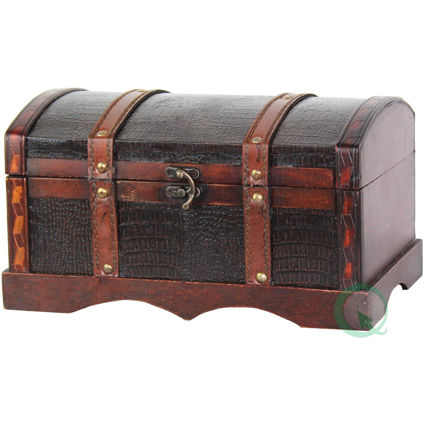 Quickway Imports QI003002 Leather Wooden chest