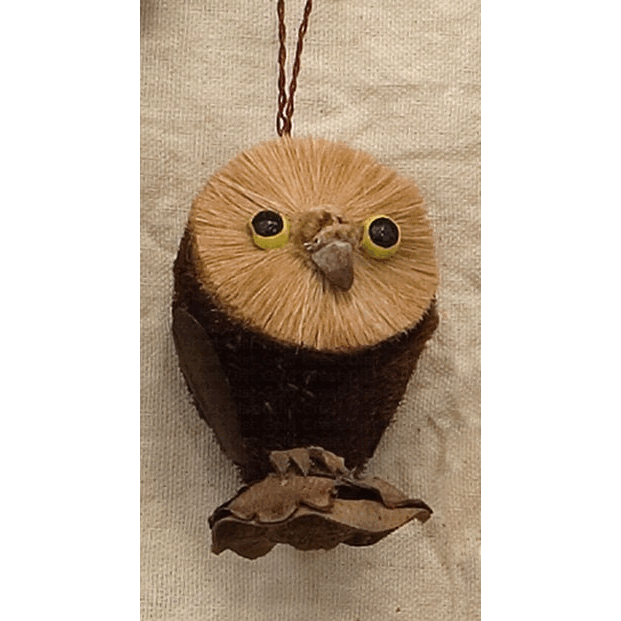 Brushart BRUSHOR15 25" to 5" Long Buri Palm Trees Owl Ornament with Hanging cord