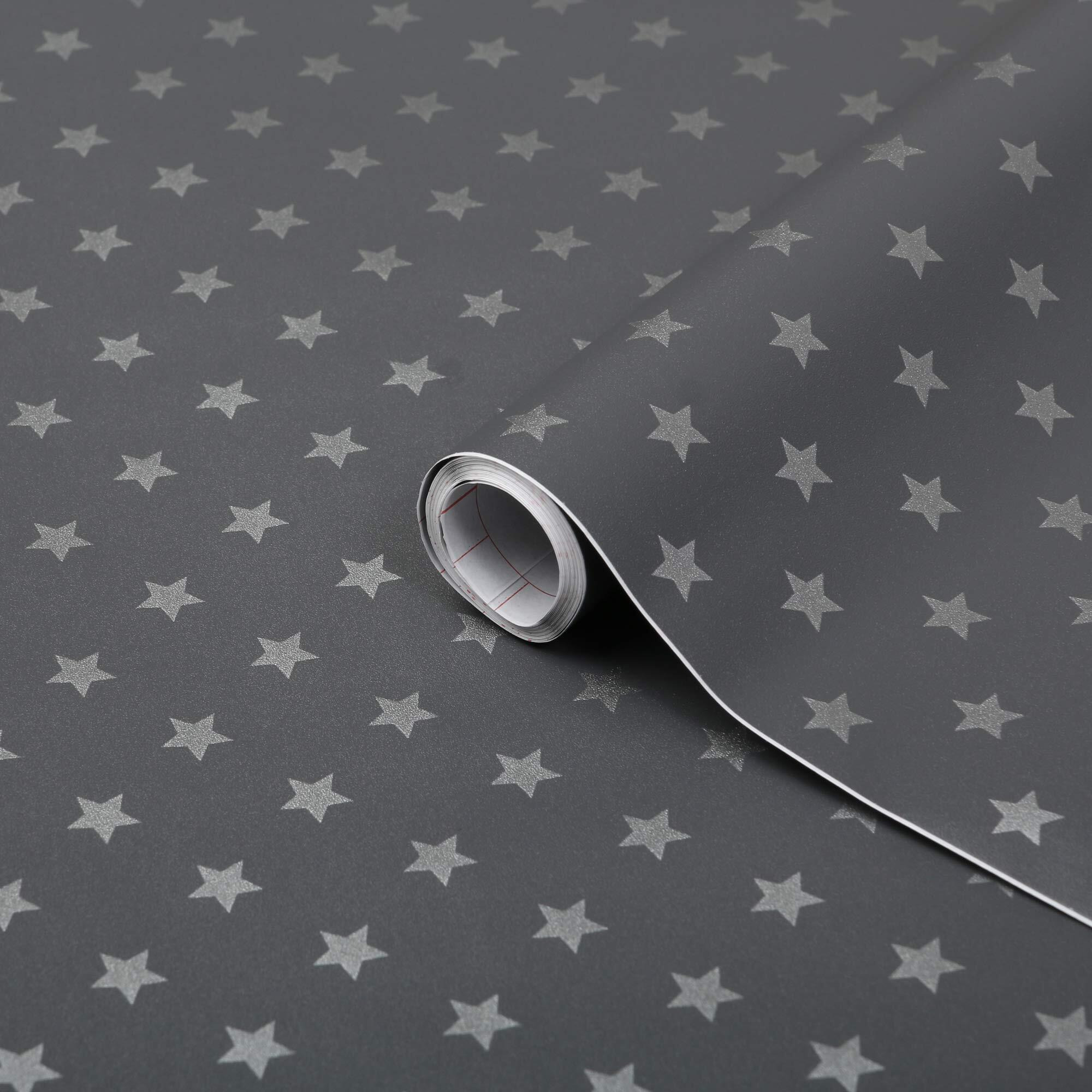 Dc-fix 346-0653 17 x 78 in Decorative Self Adhesive Film  grey Stars