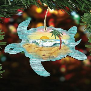 gDeBrekht 8198518 Turtle Scenic Wooden christmas Ornament Set of 2