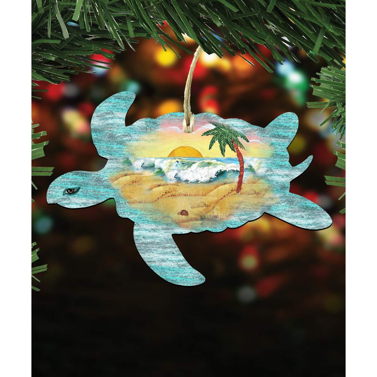 gDeBrekht 8198518 Turtle Scenic Wooden christmas Ornament Set of 2