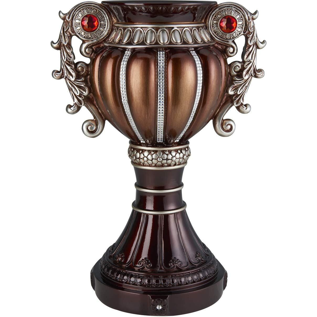 Ore Furniture K-4296V 175 in Delicata Urn Decor Vase - Reddish Bronze with Silver Accents & Trimmings