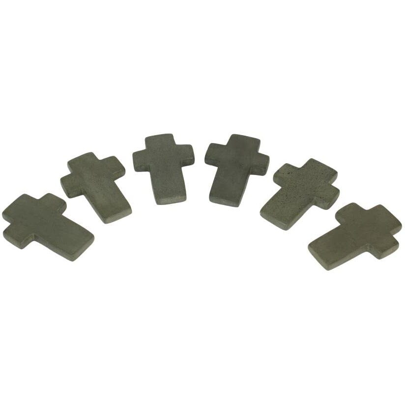 Kalalou A6050 25 x 35 in Hand carved Stone crosses  Dark grey - Set of 6