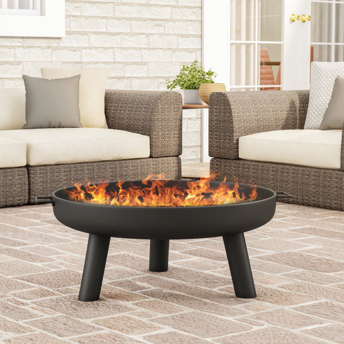 Pure garden 50-Lg1200 275 in Raised Steel Bowl for Above ground Wood Burning  Black