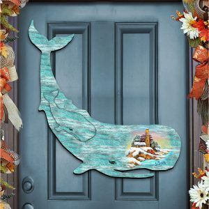 Designocracy 98516-18 Nautical Vintage Whale Art on Board Wall Decor