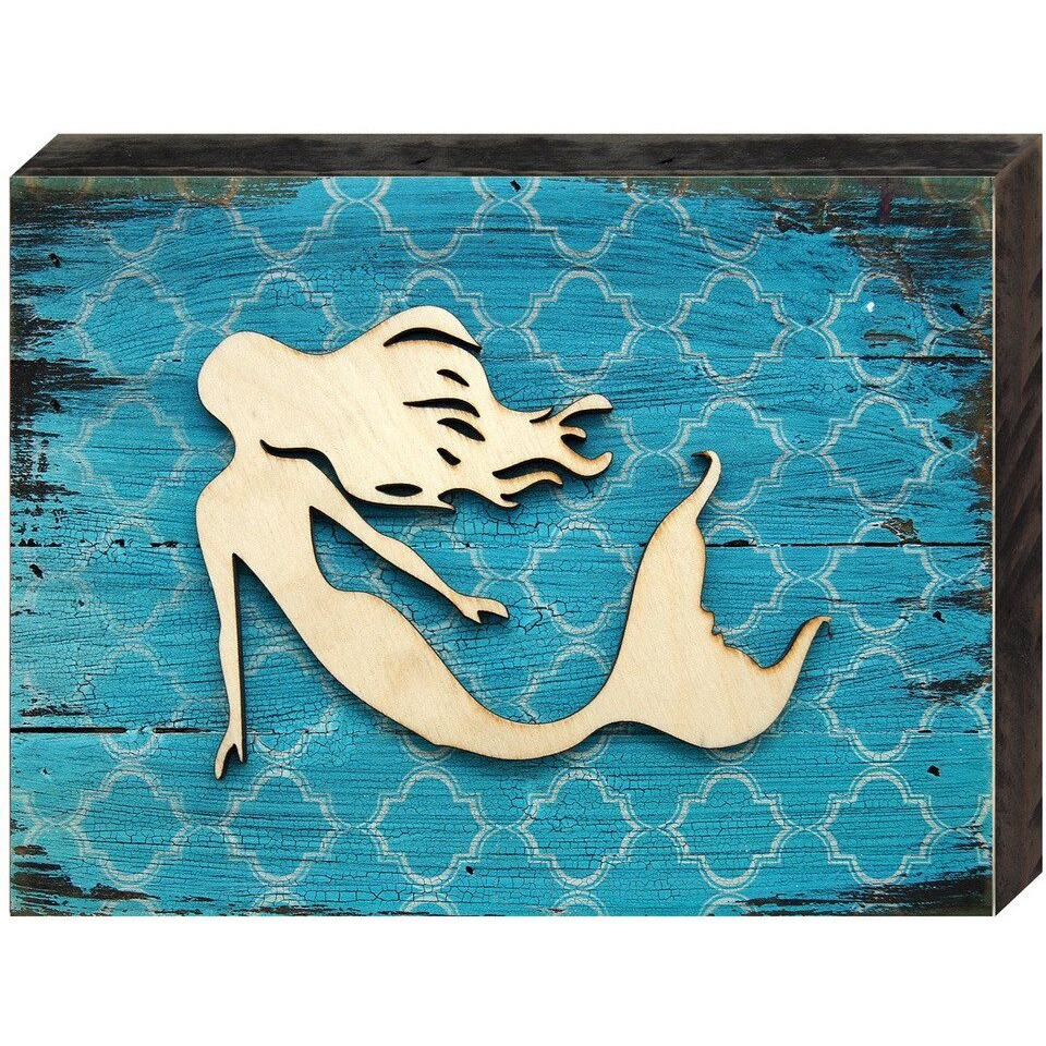 Designocracy 98514-18 Nautical Mermaid Vintage cove Art on Board Wall Decor