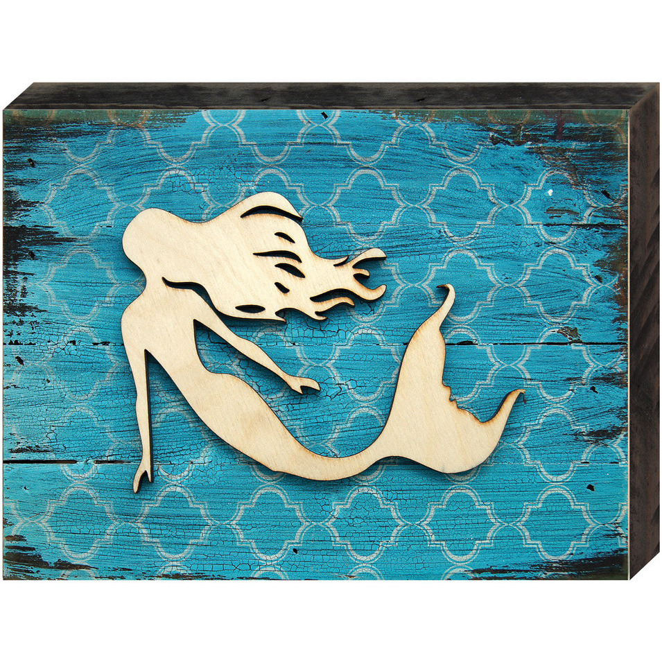 Designocracy 98514-18 Nautical Mermaid Vintage cove Art on Board Wall Decor