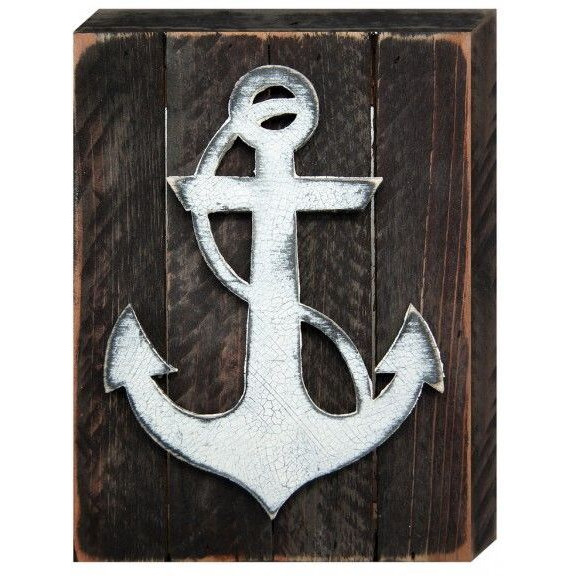 Designocracy 98521-18 Anchor Nautical Art on Board Wall Decor