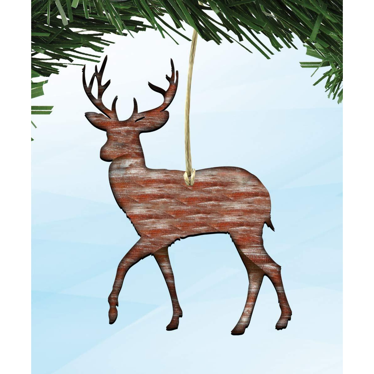 Designocracy 99217-O Deer Pransing Wooden Ornament