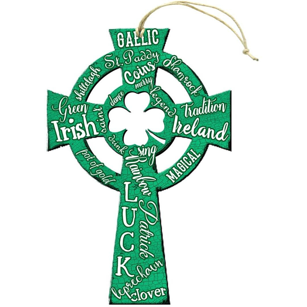 Designocracy 99751W-O Irush Luck cross Wooden Ornament