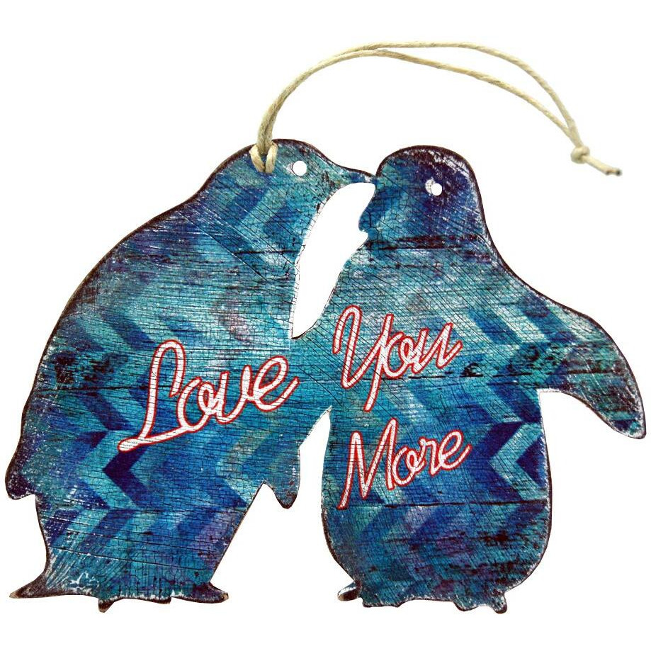 Designocracy 99741-O Love Pinguins Wooden Ornament