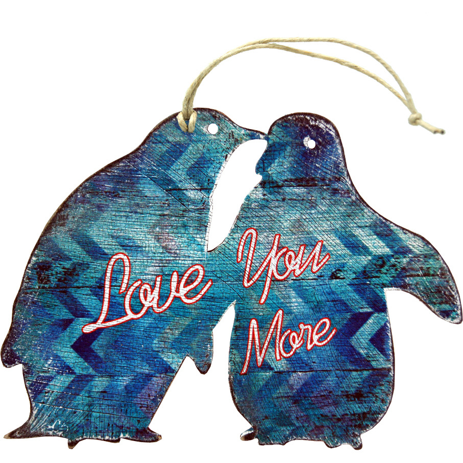 Designocracy 99741-O Love Pinguins Wooden Ornament