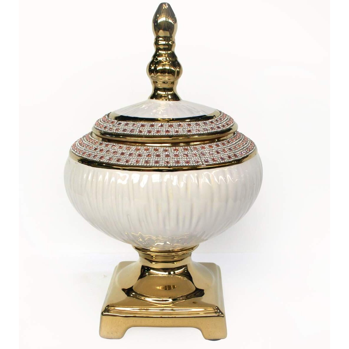 AFD Home 12001634 White Porcelain cask with Jewels&44 White&44 gold & Blush