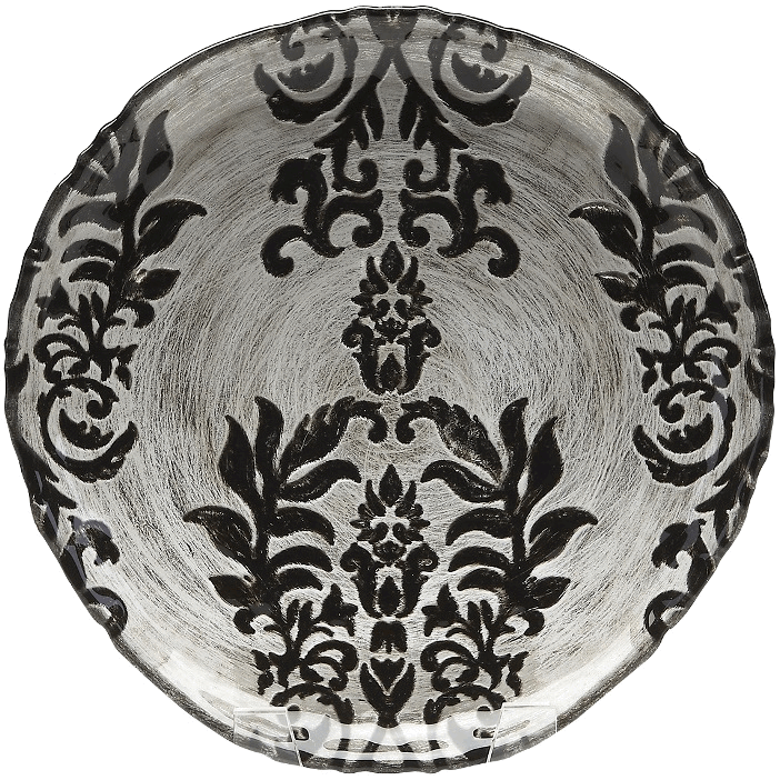 Damask 6 in Black Velvet Plate - Set of 4