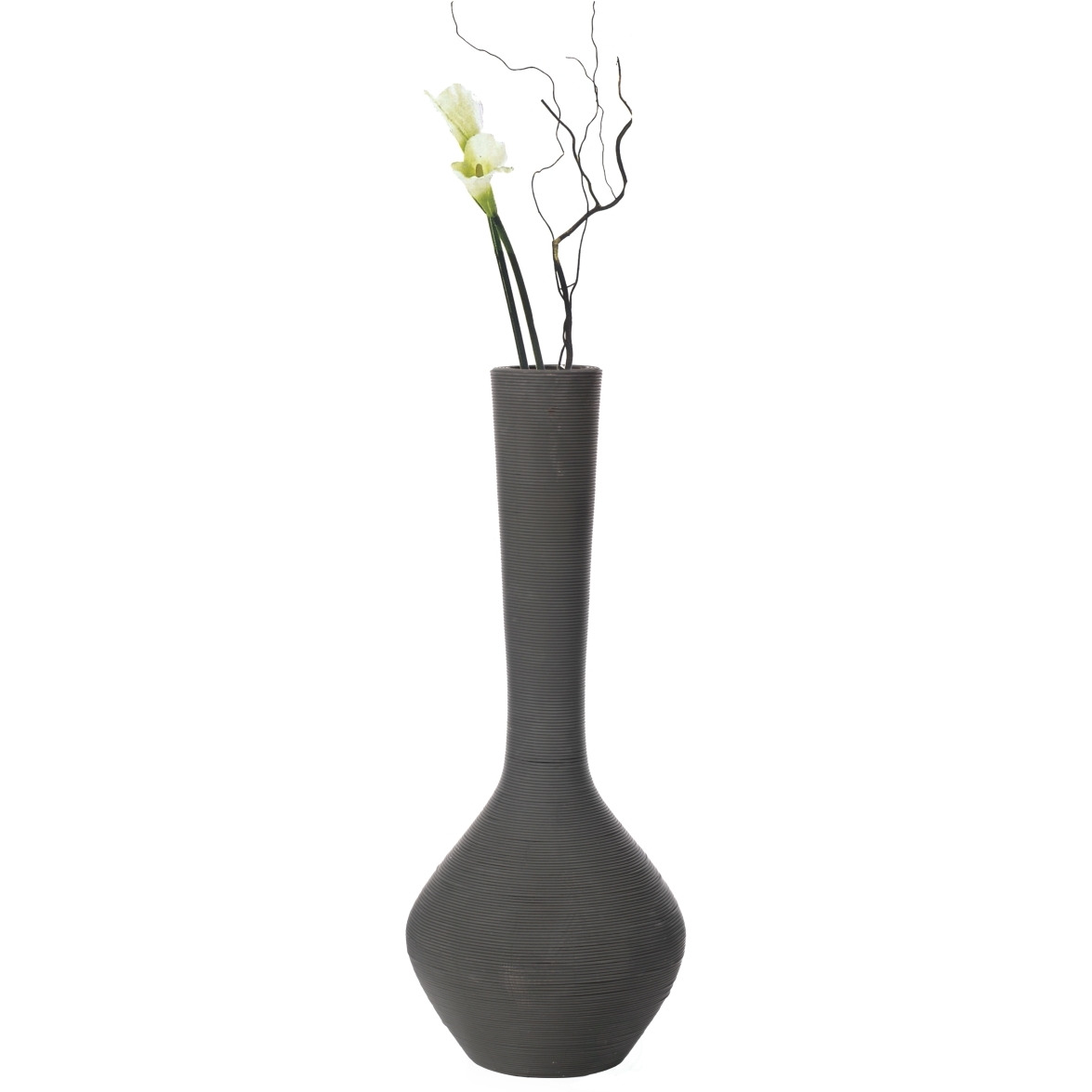 Uniquewise QI004082 38 x 145 x 145 in Tall Floor Vase  Modern charcoal grey Extra Large Floor Vase  38-inch Trumpet Style Plastic Vase  Decorative Lightweight Vase  for the Entryway  Dining Room  Living Room  or Bedroom