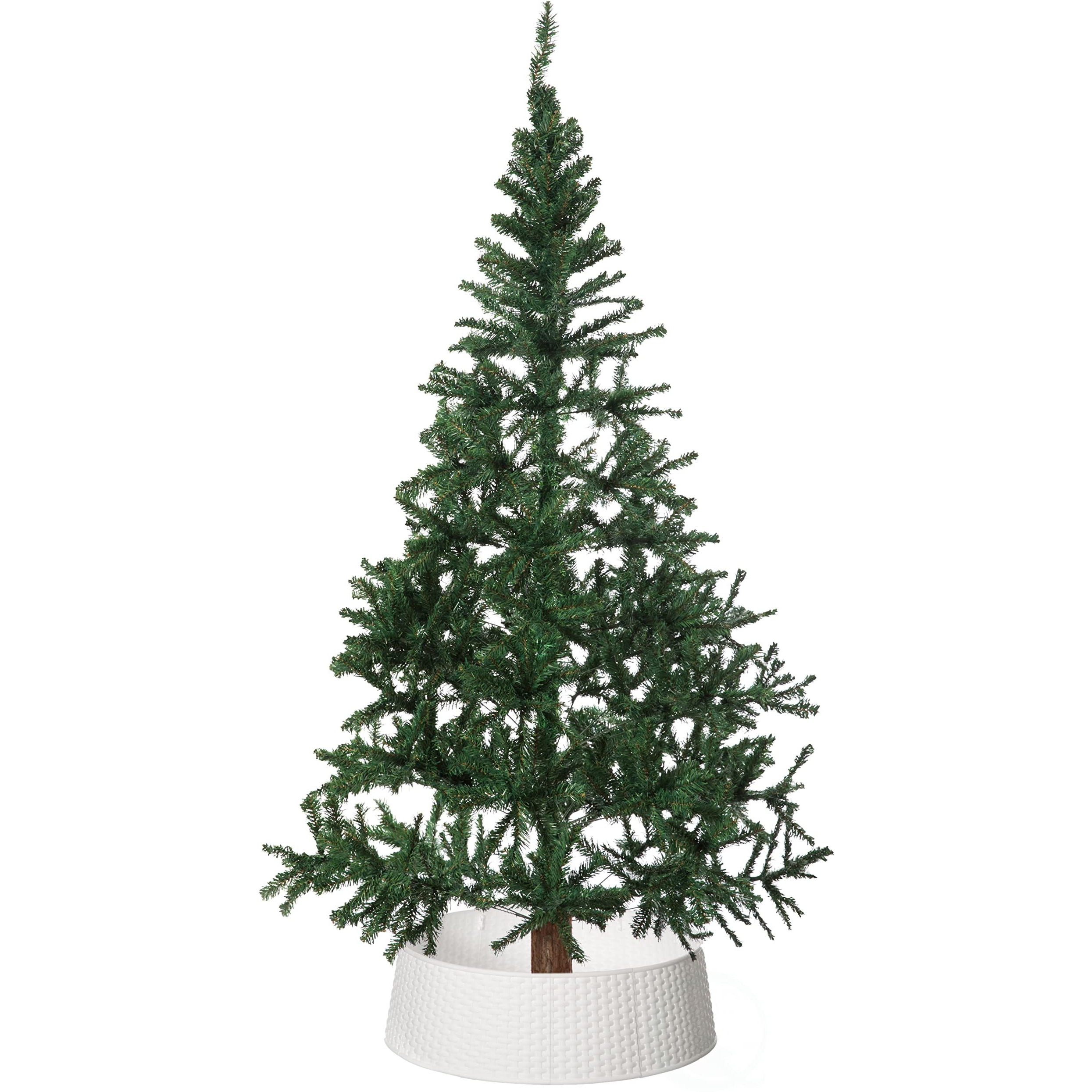 gardenised QI003957W Large Rattan christmas Tree Skirt  White