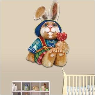 8154422 Baby Bunny Wooden Ornament Set of 2