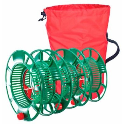 green Plastic christmas Light Reels with Red Storage Bag - 3 count