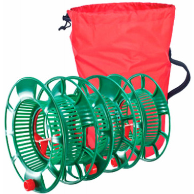 green Plastic christmas Light Reels with Red Storage Bag - 3 count