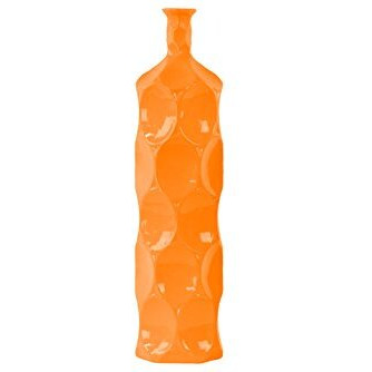 Urban Trends collection  ceramic Round Bottle Vase With Dimpled Sides  Large - Orange