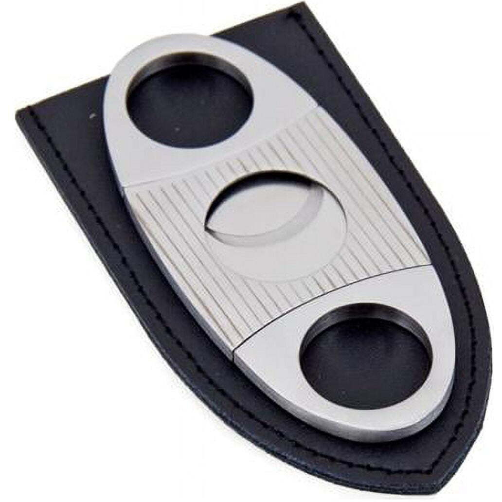 Bey-Berk International c109 Stainless Steel guillotine cigar cutter with Leather Pouch  Silver