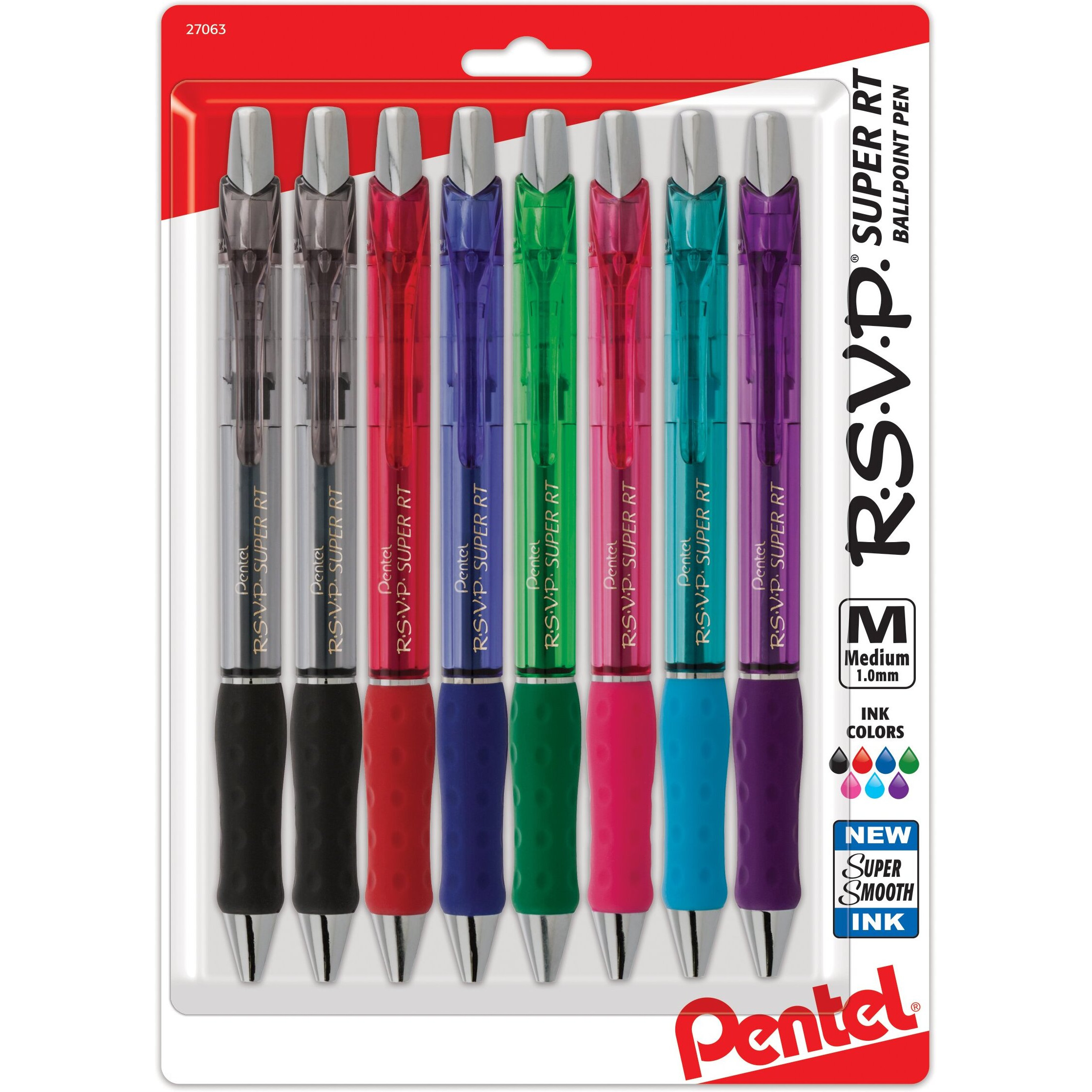 Pentel Of America BX480BP8M Super TR Retractable Ballpoint Pen