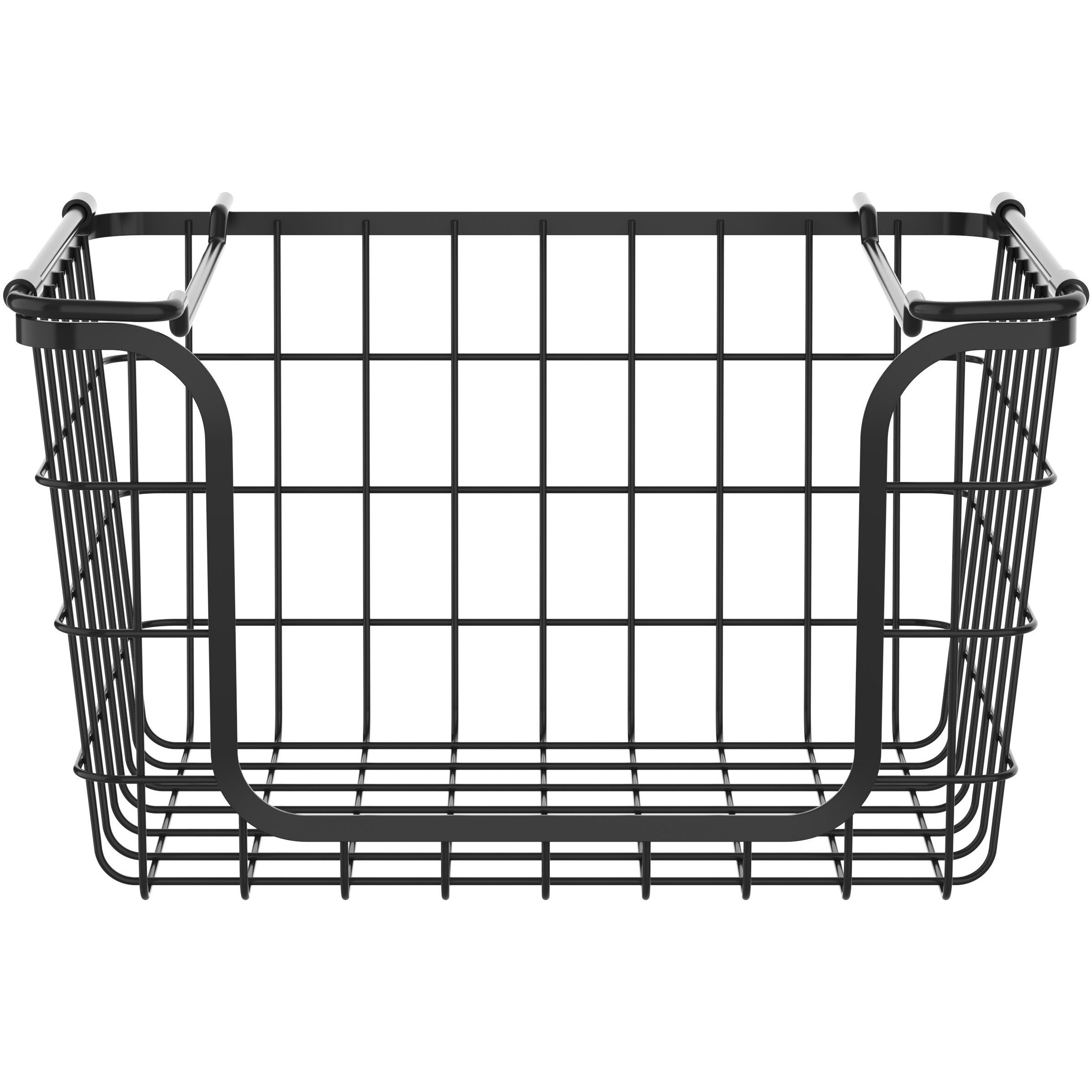 Oceanstar Stackable Metal Wire Storage Basket Set for Pantry, countertop, Kitchen or Bathroom Black, Set of 3(D0102HXN18X)