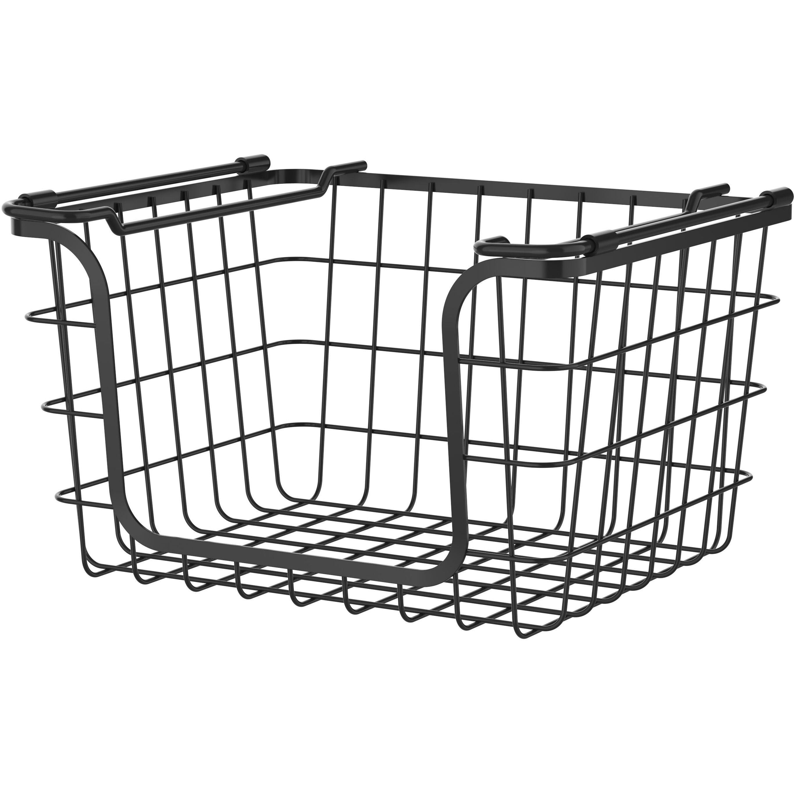 Oceanstar Stackable Metal Wire Storage Basket Set for Pantry, countertop, Kitchen or Bathroom Black, Set of 3(D0102HXN18X)