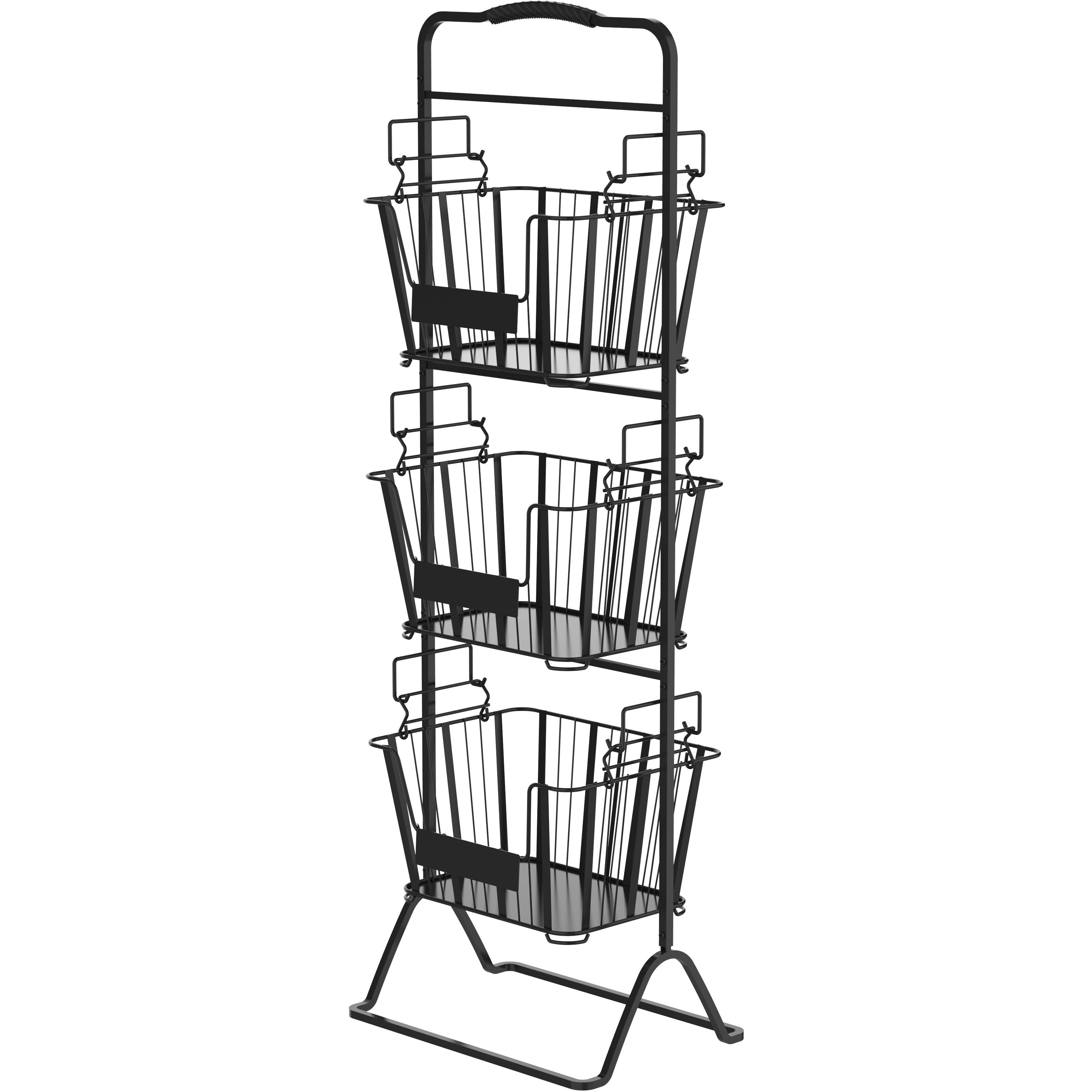 Oceanstar 3-Tier Metal Wire Storage Basket Stand with Removable Baskets Black(D0102HXN182)