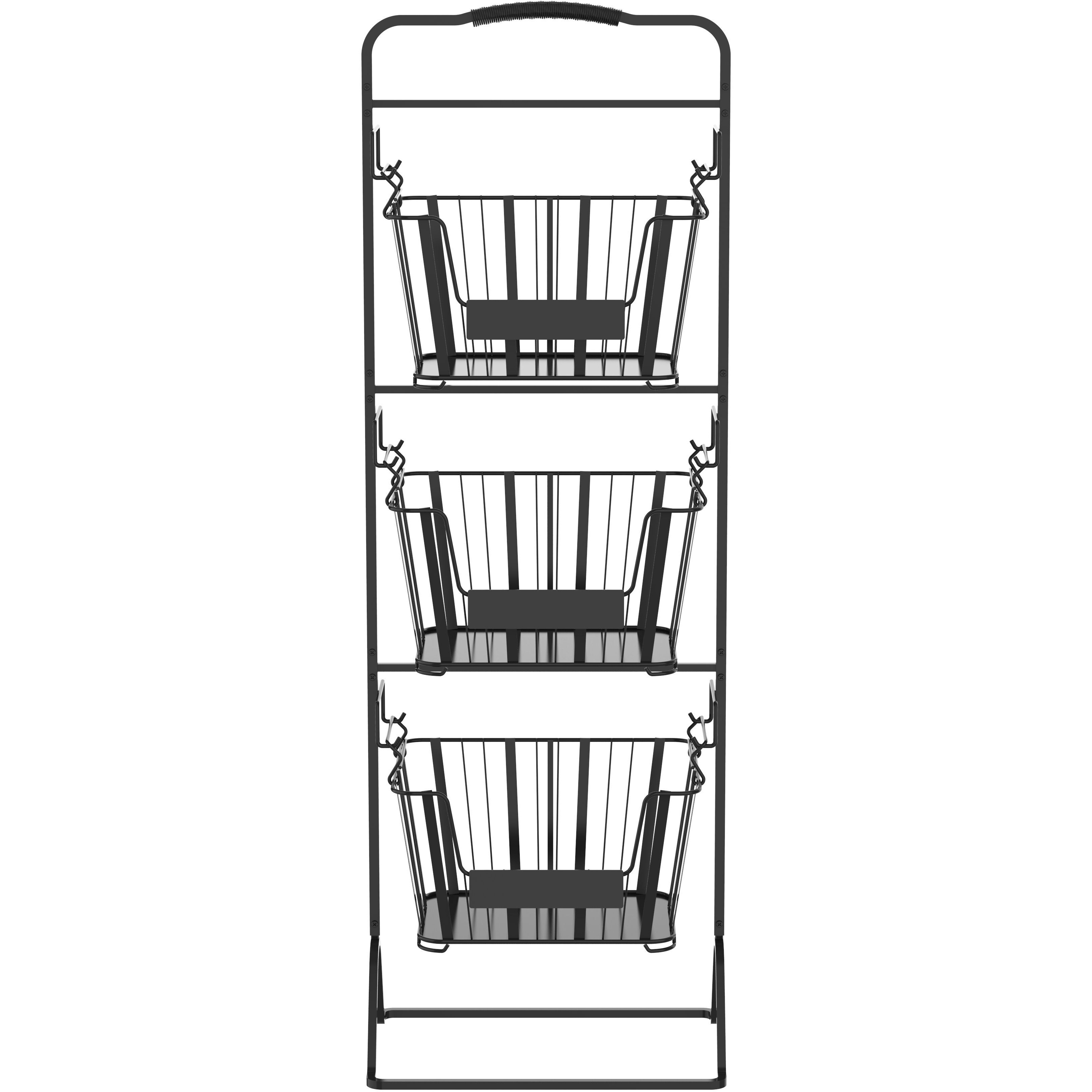 Oceanstar 3-Tier Metal Wire Storage Basket Stand with Removable Baskets Black(D0102HXN182)