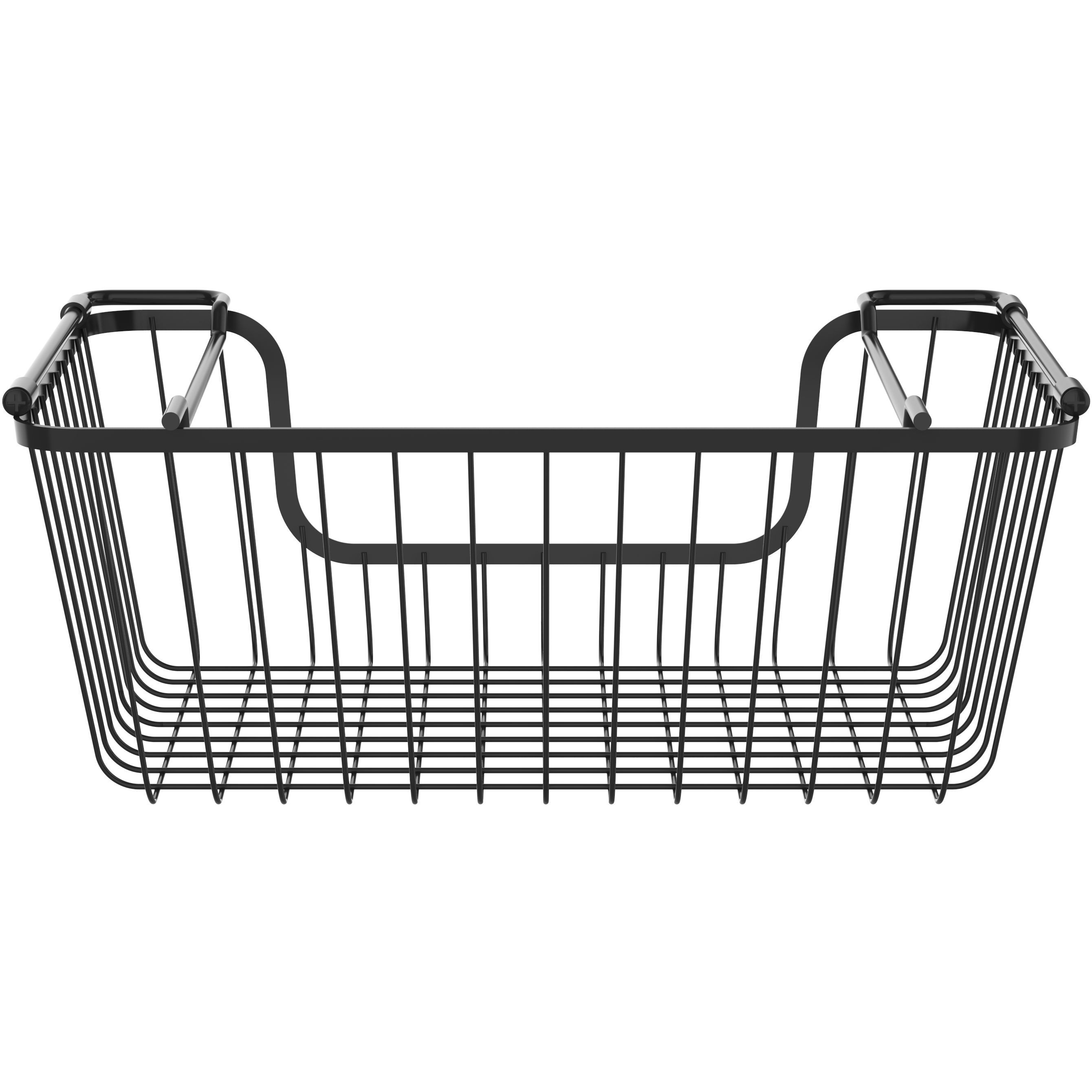 Oceanstar Stackable Metal Wire Storage Basket Set for Pantry, countertop, Kitchen or Bathroom Black, Set of 2(D0102HXN1ZJ)